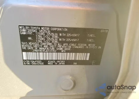 2018 Toyota Rav4 Le из США, поврежденный, VIN JTMZFREV5JD127352